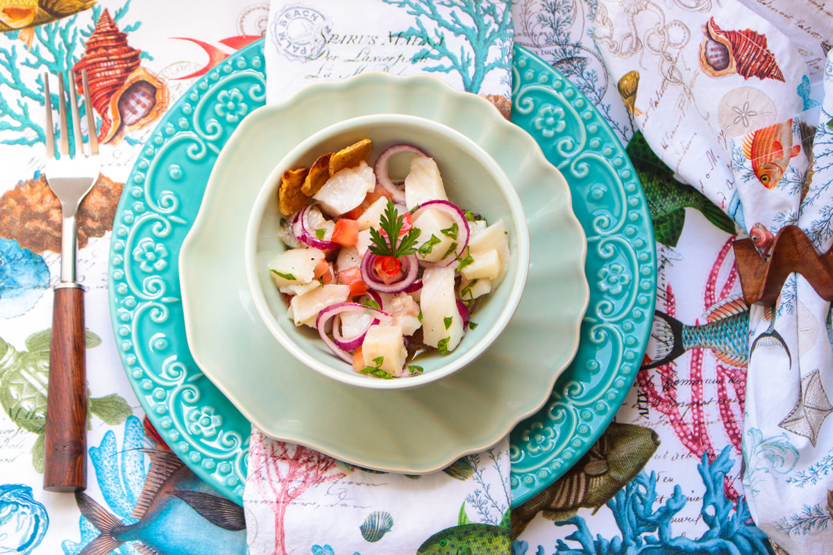 Receita de Ceviche e mesa posta